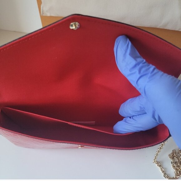 LOUIS VUITTON 3 Piece Set Red Felice Monogram Pochette - Picture 10 of 15